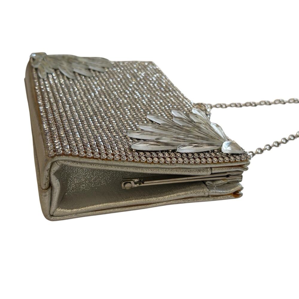 Rhinestone Evening Clutch Bag Crystal Crystal Embellished Party Purse Vintage - Picture 6 of 10